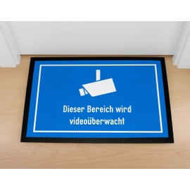 MoonWorks® Doormat with Funny Saying "Dieser Bereich ist Videoüberwacht Surveillance Camera Ironisch Sarcastic Non-Slip & Washable White 60 x 40 cm