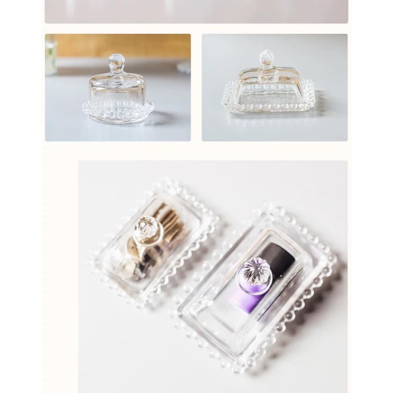 Glass Butter Dish with Lid for Countertop Rectangular Transparent Butter