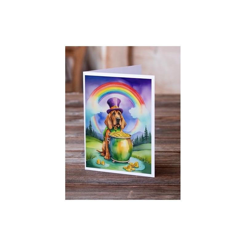 Caroline's Treasures DAC5494GCA7P Bloodhound St Patrick's Day Greeting Cards Pack