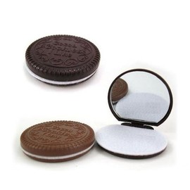 Smile Mirror Cosmetic cute chocolate sandwich biscuit makeup pocket