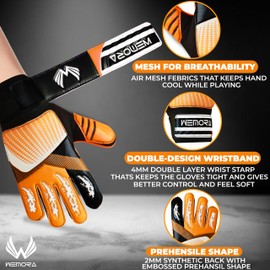 WEMORA Soccer Goalie Gloves for Kids Youth Junior Boys 4mm Anti Slip Strong Grips Palm Football Goalkeeper Gloves