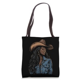 Black African American Cowgirl Western Country Texas Rodeo Tote Bag