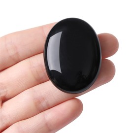 Obsidian Thumb Healing Crystals Stones Sets Hand Carved Stones Gemstone Pocket Natural Stone Meditation Reiki Energy Oval Palm Stone Worry Stone for Anxiety Therapy