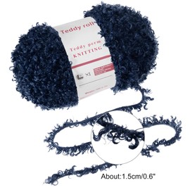 MECCANIXITY 2 Skeins Fur Yarn Soft Fluffy Chunky Yarn Fuzzy Eyelash Yarn Navy Blue for Crocheting Knit Clothes Bag - 55Yard/50m, 3.31ozx2