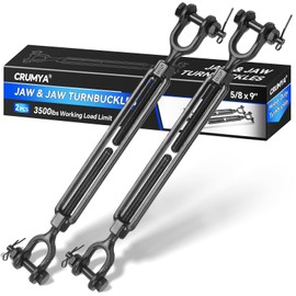 2Pack Heavy Duty Turnbuckle 5/8" *17.88Inch,3500 lbs Working Load Limit, Weather Resistant, Black Steel Jaw and Jaw Turnbuckle for Tractor, Wire Rope Tension, Sun Shade Tent, Treehouse, Deck