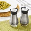 Stainless Steel Salt and Pepper Shaker Set with Glass Bottom,