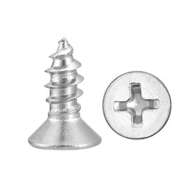 METALLIXITY Countersunk Phillips Wood Screws (ST3.5x8mm) 250Pcs, 304 Stainless Steel Coarse Thread Phillips Drive Flat Head Wood Screws - for Furniture Installation Repair, Silver
