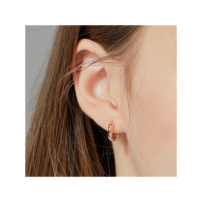 Gold&Deer 14K Goldfield Daily Twisted One-Touch Earrings White Gold /