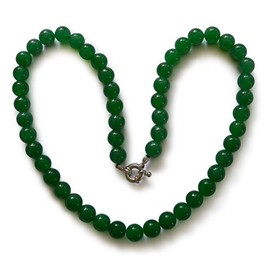 Vifaleno Jade Green 8mm Round Beads Necklace Stainless Steel Lobster Clasp 43cm Length - Natural Gemstone Jewellery, jade, Jade