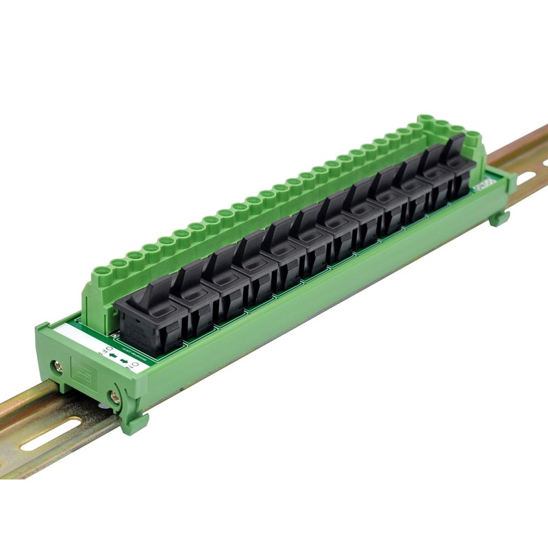 DIN Rail Mount 12 Channel Paddle Switch DC Power Distribution