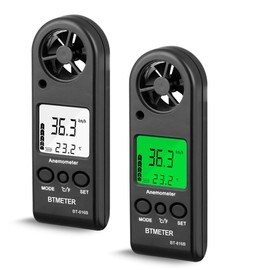 Anemometer Handheld - BTMETER Digital Wind Speed Meter Gauge with Thermometer Temperature Backlit for HVAC CFM Shooting Boat (2 Pack)