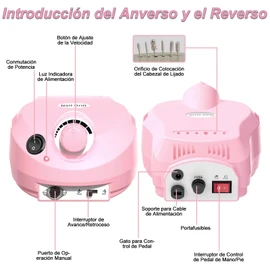 Torno Eléctrico para Uñas | Taladro de Uñas Máquina | Taladro para Uñas Profesional con Kit de Brocas Herramienta De Manicura Pulidora Eléctrica | Velocidad Ajustable Máquina de Lima Uñas para Acrílicos, Geles, Uñas Naturales(Rosado)