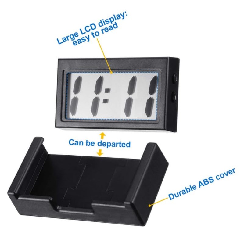 Shudyear 3PCS Small Digital Clock Mini Car Clock Mount Watch