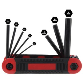 Drixet Allen Wrenches Sets - Hex Key Set - Red Folding Metric Hex Key Socket Set (8-Piece)