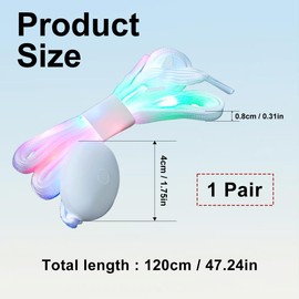 Meleager 1 Pair of Glitter Shoelaces, Luminous Shoelaces, Colourful LED Shoelaces, 120 cm, Glitter Shoelaces for Party, Dance, Cycling, Hiking, Color Shoelaces A