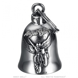 MOCY BELL - Clochette Moto Angel Biker Guardian Gremlin Mocy Bell Acier Inoxydable Argent, see description
