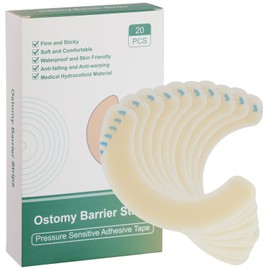 Ostomy Barrier Strips [Pack of 20], Elastic Barrier Strips for Colostomy Bags, Latex-Free Skin Barrier Strips,Hydrocolloid Ostomy Extenders,Waterproof Half Rings for Sealing Ostomy Bag