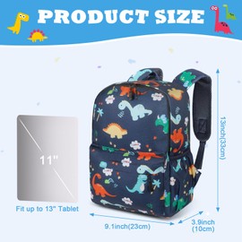 Aucuu Kids Backpack, Dinosaur School Backpack, Boys Girls Toddler Primary School Bag, Waterproof Nylon Rucksack, Casual Daypack, Book Bag for Campus Outdoor Travel Sports