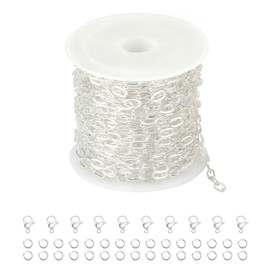 Jabogrii 16.4 Feet Paperclip Jewelry Making Chains Silver Plated Brass Chain Bulk DIY Jewelry Findings Craft Chain for Jewelry Making