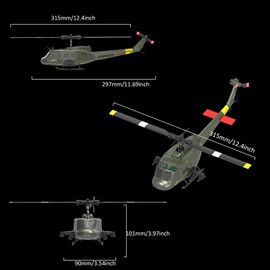 NBJIALIN RC ERA C032 UH-1 Huey Helicopter - Remote Control Helicopters for Adult, 1/48 Sacle 2.4G 6CH Gyro Stabilized Aircraft with Altitude Hold & Optical Flow,3D Stunt Drone (Yellow)