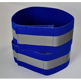 ESW LEISURE 2PCS Reflective Running Gear Hi Vis Viz Armbands High Visibility Elasticated Arm bands Ankle Bands Safety Accessories for Dog Walking Jogging Runners Cycling & Sports (Blue (One Stripe))