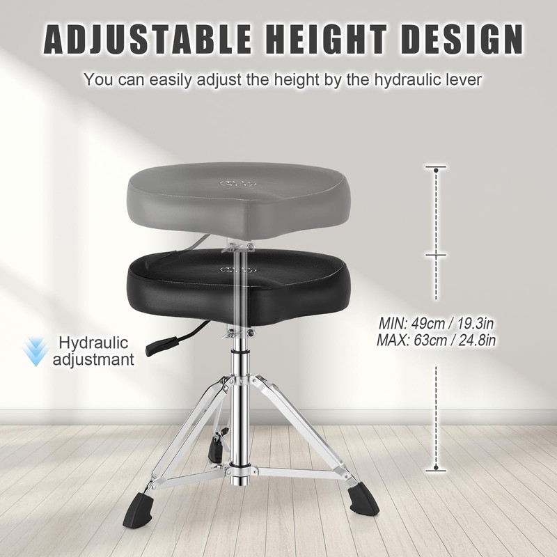 TENTOTEN Drum Throne Hydraulic Drum Stool, Removable Ergonomic Drum Seat