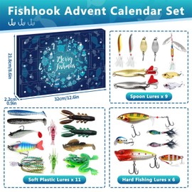 MOVINPE Fishing Advent Calendar for Adult Men Teen Boys, 2023 Fishing Lure Christmas Gifts, 24 Days Topwater Lures Fishing Spoons Minnow Popper Crankbait VIB for Fishing Lovers Father Boyfriend Brother