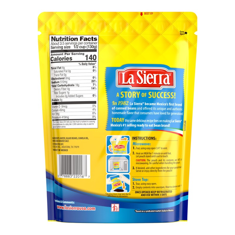 La Sierra Refried Black Beans, Ready-to-Eat Vegetarian Refried Beans, 15.2