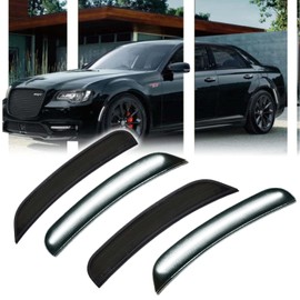 GSOWO 4 PCS LED Side Marker Light Kits for Chrysler 300 2015-2024, Full LED Strip White Front Rear Bumper Light, Smoked Lens Fender Sidemarker Lamps, OEM Replacement