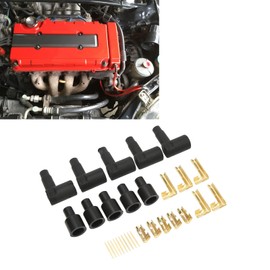 30 Piece Spark Plug Coil Collar Terminal Set, 90° HEI Distributor and Coil Boot Spark Plugs Ignition Cable, Rubber Terminals Set Fits 6-10mm Wires