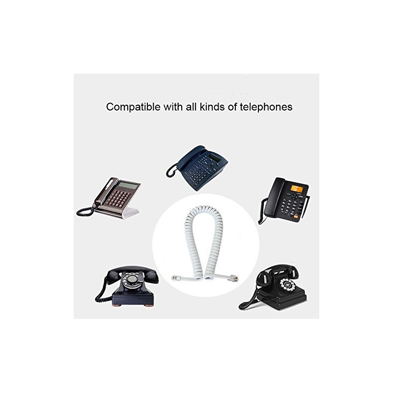 PASOW Telephone Handset Coil Cord Phone Receiver RJ9 Coiled Cable,