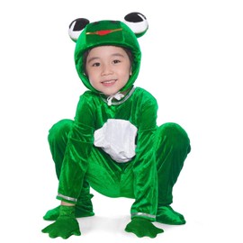 LOLANTA Deluxe Child Unisex Frog Prince Animal Costumes for Children School Play Party Attach Shoe Cover (DE Size 104, Tag Size 100)