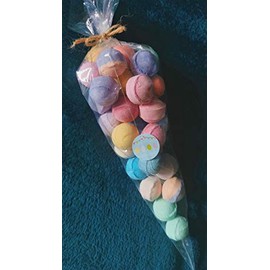 30 Bath Marbles Mini Bombs Fizzes Chill Pills Bag Happy Easter Sticker Vegan Cone Bag Gift Set