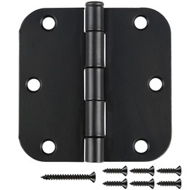30 Pack Matte Black Interior Door Hinges Round 3.5" x 3.5 Inch 5/8"Radius Heavy-Duty Mat Hinge for Doors Standard Bedroom Work Office Door Hardware Removable Pin,Farm,Shed,Gate,Greenhouse Vent Window