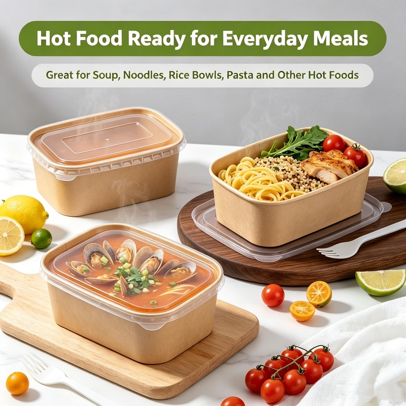 65 Pack 30 OZ Disposable Kraft Paper Bowls with Forks,