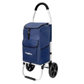 UTROLLEY Ultra-Lightweight Blue Foldable Shopping Cart for Groceries Large 42L Capacity Rubber Wheels, Removable Insulated Bag Liner, Durable Aluminum Frame, Multi-Function Personal Hand Truck