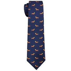 Retreez Funny Dachshund Boy's Tie | Sausage Wiener Dog Ties for Kids | Formal and Casual Tie | Birthday Gift For Boys | 8-10 years Boy's Tie - Navy Blue