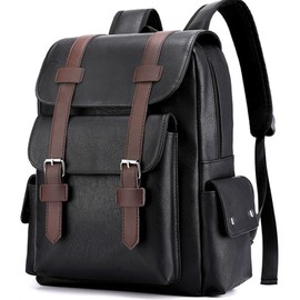 Farcauo Laptop Backpack for Women Men College Computer Backpack for Women Large Leather Work Backpack Black Teacher Business Back Pack travel backpack Carry on Flight Approved