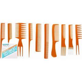 10 Pcs/Set Complete Stella Collection Premium Professional Salon Hairdressing Styling Tool Multifunction Barbers Beautition Brush Combs Hair Cutting Comb Kit Hair Massage for All Hair Types (Bone)