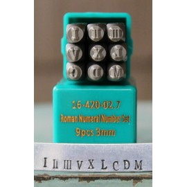 Supply Guy 3mm Roman Numeral 12 Piece Metal Punch Design Stamp Set CH-Roman3mm