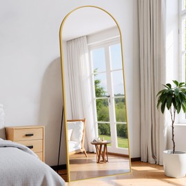 Koonmi Arched Full Length Mirror, 68"x24"Floor Mirror with Aluminum Alloy Frame, Full Body Mirrors Standing/Halling Large Mirror for Bedroom, Living Room, Dressing Room,Gold
