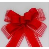 Handmade Wreath Bow, Red Linen, Red Gingham Check