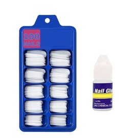 Sirf Tum 7 Artificial White Nails party/marriage /friends/Set With Glue/ Reusable Fake Nails-100 PCSNAILS