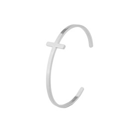 BlingNook Chunky Gold Cross Bracelet For Wemen Men, Adjustable Stainless Steel Jesus Bracelets Stackable Bangles Religious Cuff Bible Baptism Christian Jewelry Gift, One Size, Zinc, no gemstone