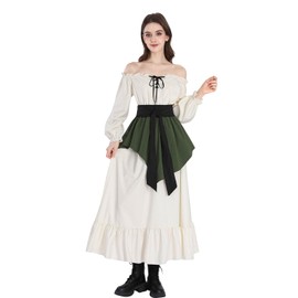 CR ROLECOS Renaissance Dress Medieval Costume Victorian Dresses Women Peasant Gothic Fairy Witch Wedding Dress XXL