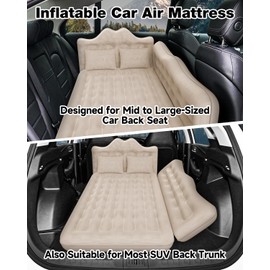 Umbrauto Car Air Mattress Bed: Inflatable SUV Camping Sleeping Pad for Truck Back Seat with Pump & Pillows, Blow Up Backseat Car Mattress for Van Rear Seat