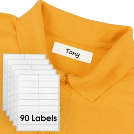 MaxGear - Etiquetas de tela sin planchar, etiquetas autoadhesivas para escribir, color blanco mate, 90 etiquetas