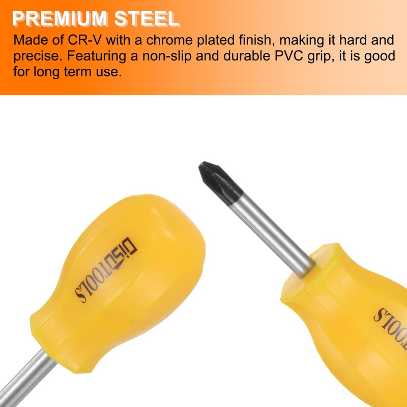sourcing map PH2 Short Phillips Screwdriver #2 Stubby Magnetic Screwdrivers