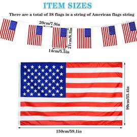American Flag 90 x 150 cm, Vibrant Colour America Flag, USA American Banner, USA National Flag Set for Independence Day, Theme Parties, Parades, Decorations