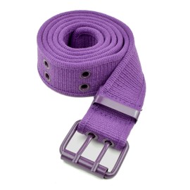 Double Grommet Belt, Unisex Double Hole Canvas Belts for Men and Belts for Women, Double Prong Durable Eyelet Belt - Purple Medium
